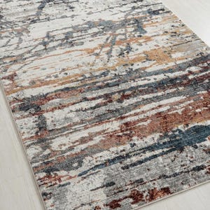 Colorful short-pile rug – Modern, multicolored living room rug – Abstract design – Washable & soft – Beige, gray, multicolored image 6