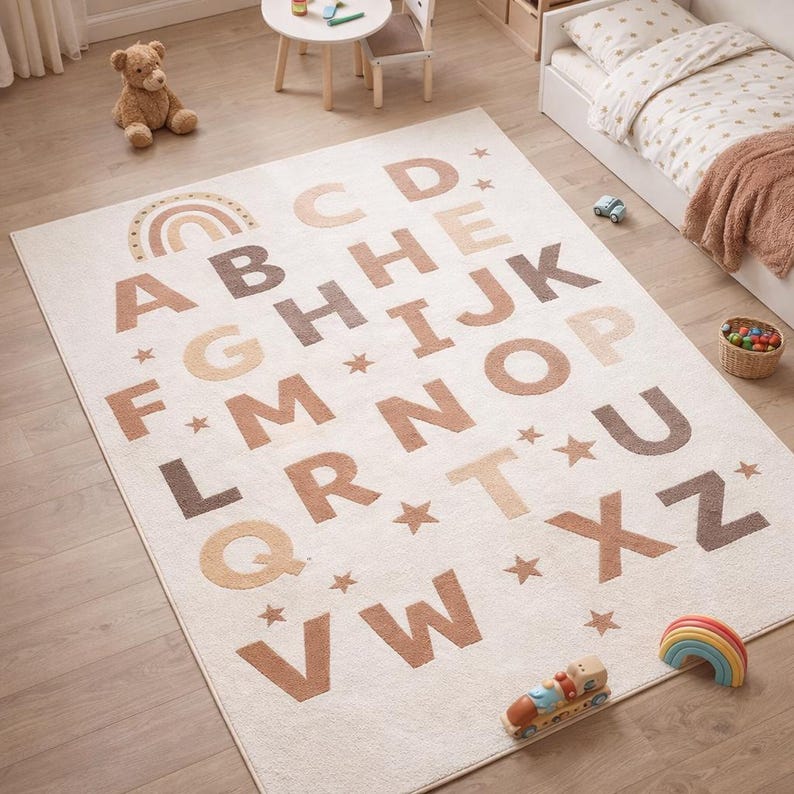ABC Children's Rug Alphabet Cream | Learning Rug for Kids' Room | Montessori image 2