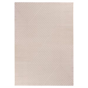 May include: A rectangular rug with a geometric design. The rug features a pattern of diagonal lines in a neutral beige color. The lines intersect to create a series of triangles and other shapes, adding visual interest to the rug's surface.