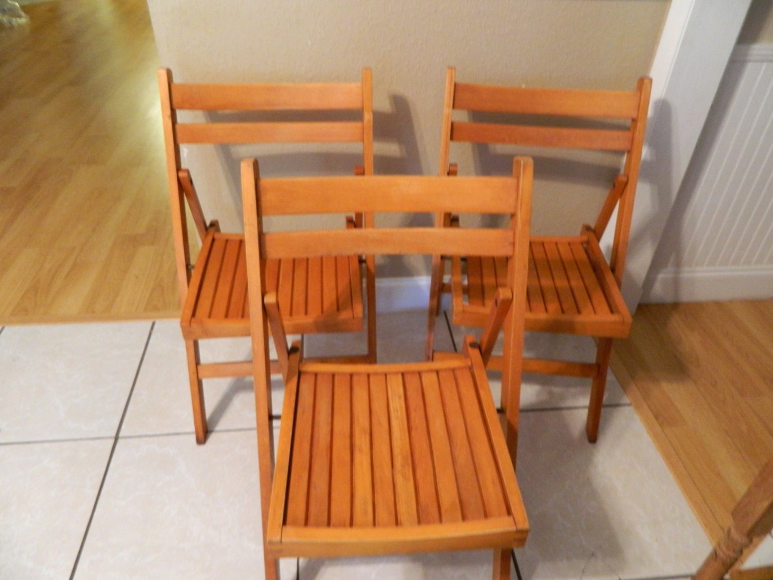 Vintage Folding Wood Chairs Set of 3 Stamped Made In Romania Etsy