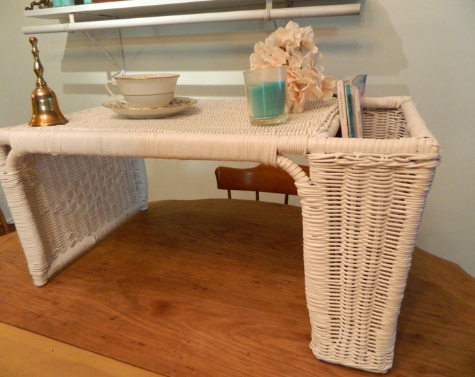 Vintage Wicker Bed Tray Wicker Serving Tray White Wicker Etsy