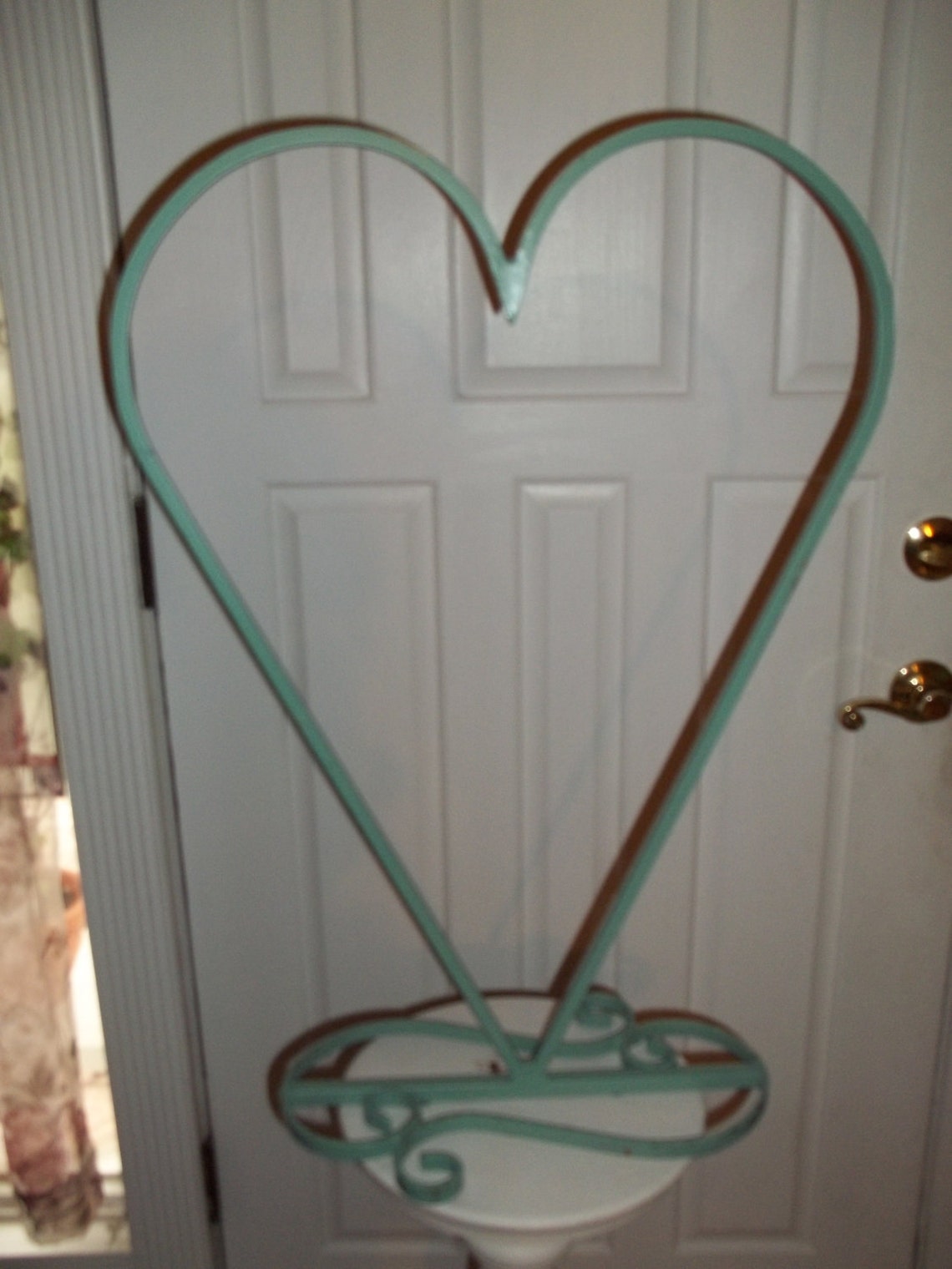 Heart Shaped Vintage Wrought Iron Standing Plant Hanger Etsy