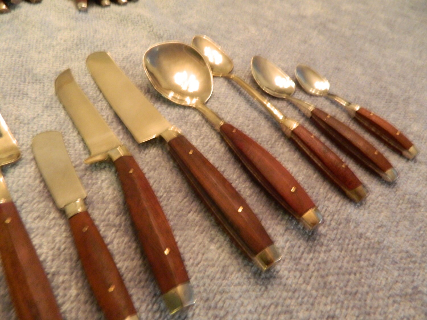 Vintage Flatware Bronze/Brass and Rosewood Flatware 12 Place Etsy