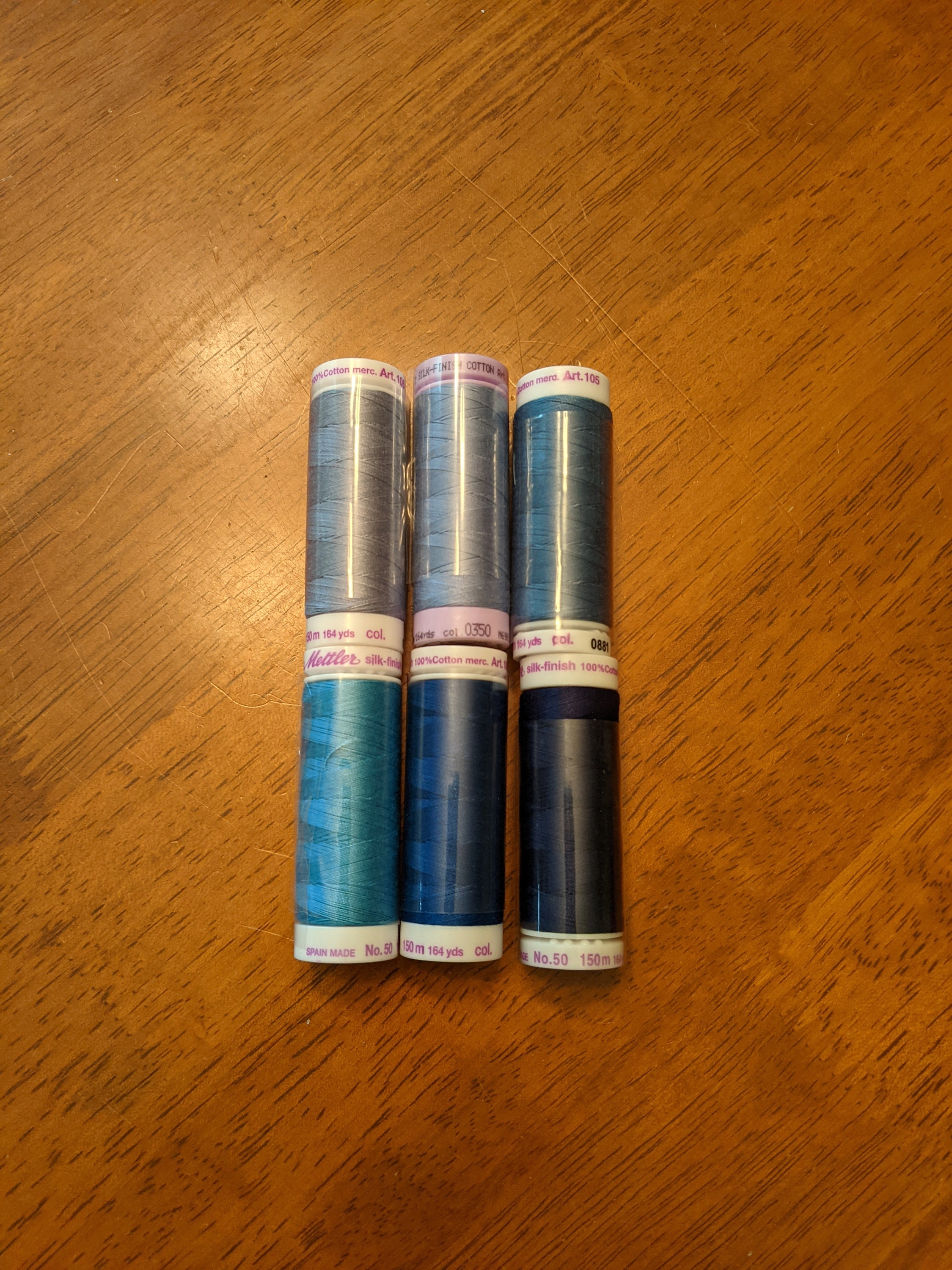 50wt Cotton Silk Finish Mettler Sewing Thread Assorted Color Set of 6 #9105 50wt Cotton Silk Finish Mettler Sewing Thread Assorted Color Set of 6 #9105