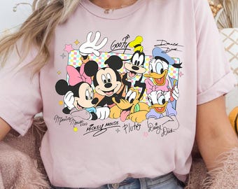 Comfort Colors® Retro Mickey and Friends Signatures Png, Magic Kingdom, Disney Characters, Mickey and Co Png, Disney Trip Png
