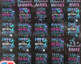 Mermaid Squad Png Bundle, Mermaid Theme Birthday Png, Birthday Party Png, Birthday Party Favors, Mermaid Png, Matching Birthday