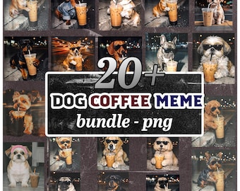 Dog Iced Coffee PNG, Funny Animal Clipart girly tee design, dog mom (Digital Download)