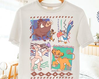 Comfort Colors レトロ 90年代 ディズニーランド ライオンキング シンバとティモン PNG、ヴィンテージ ライオンキング PNG、ハクナマタタ PNG、ディズニーランド旅行