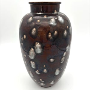 Vintage Studio Pottery Vase Signed JB Brown Drip Glaze MCM Organic Modern Ceramic Vessel