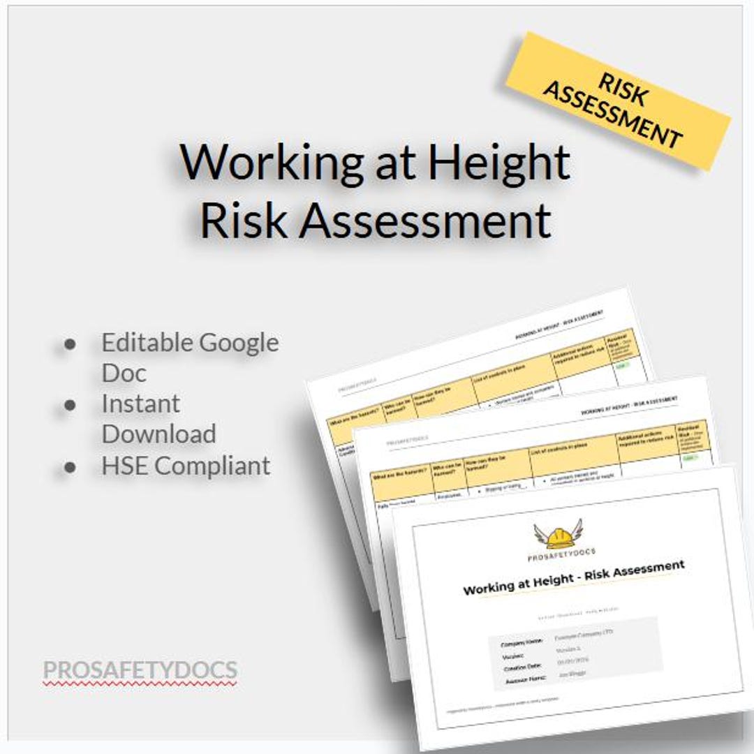 Working at Height Risk Assessment | Editable Google Docs and PDF ...