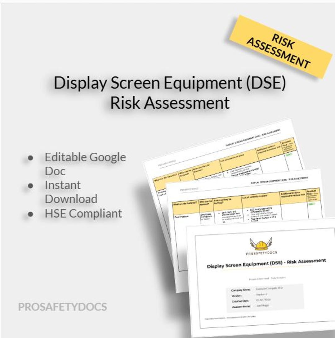 Simple Dse Checklist DSE Workstation Risk Assessment | Editable Template (google Docs & PDF ...