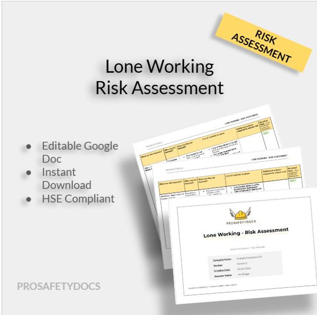 Lone Working Risk Assessment | Editable Google Docs and PDF | Health ...