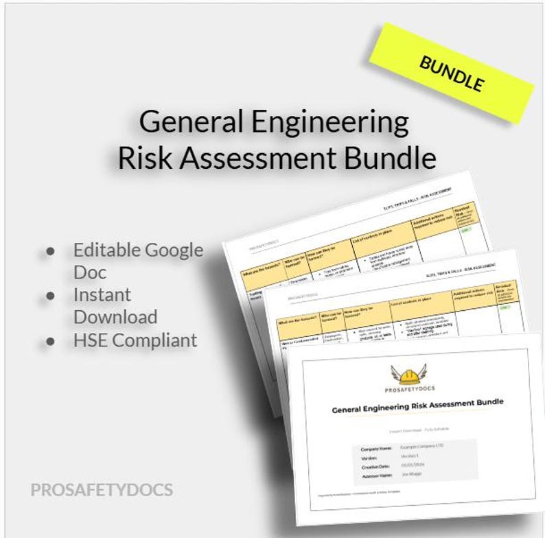 Engineering Workshop Risk Assessment Bundle | Editable Templates (PDF ...
