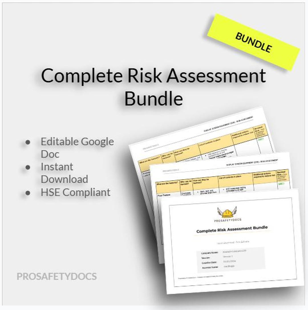 Complete Risk Assessment Sign Complete Risk Assessment Bundle (10 Pack) – Office, WAH. Manual ...