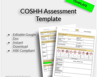 COSHH-beoordelingssjabloon | Bewerkbare chemische risicobeoordeling (directe download)