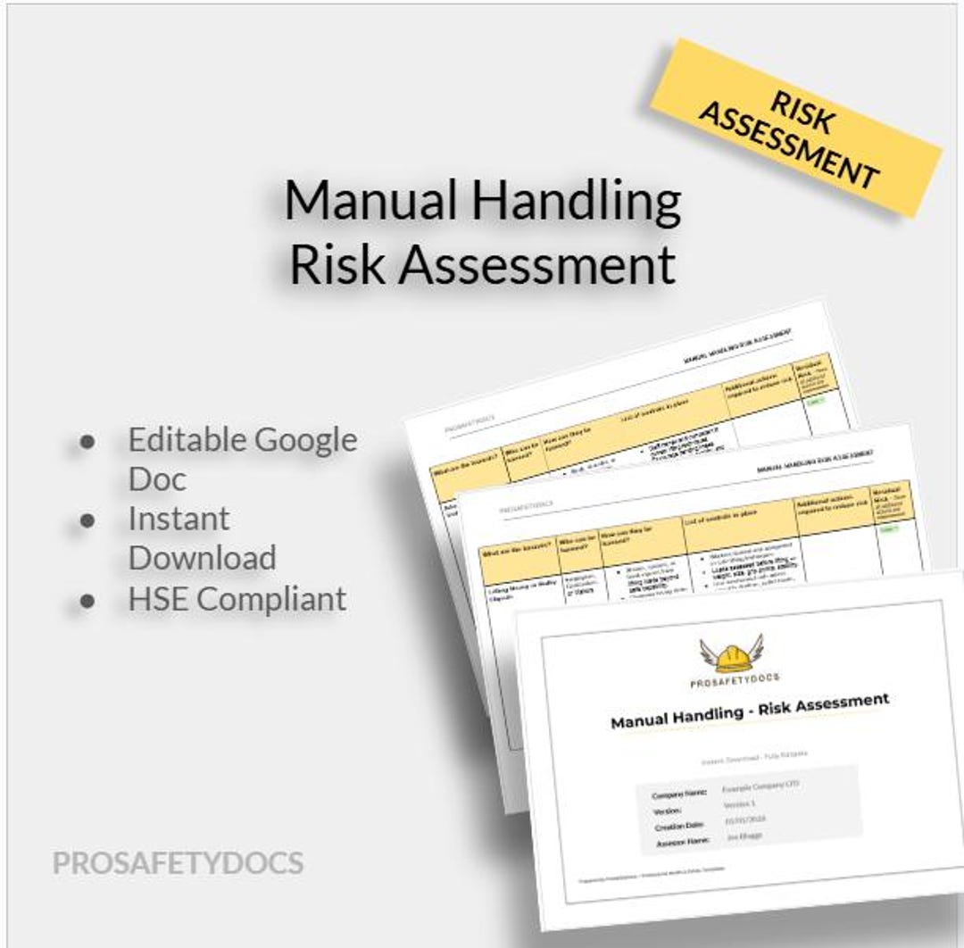 Manual Handling Risk Assessment | Editable Google Docs and PDF | Health ...