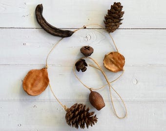 Dried Seed Pod Hanging Garland, Natural Rustic Decor