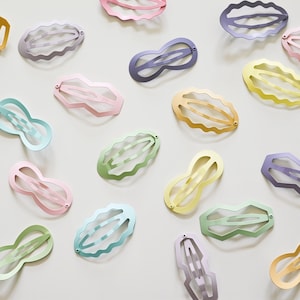 4 Stück große pastellfarbene Snap-Clips | Geometrische Form Haarspangen | Statement-Haarspangen | Ausgebogten Haarspangen | Schöne Form Haarspangen