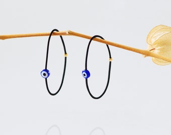 Handmade Evil Eye Hair Tie Bracelet Set: Dainty Ponytail Holder