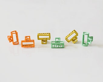 Set of 6 mini hair calw clips | Colorful hair claw set | Square hair claw pack | Playful hair claw clips | Hair accessory for women or girls