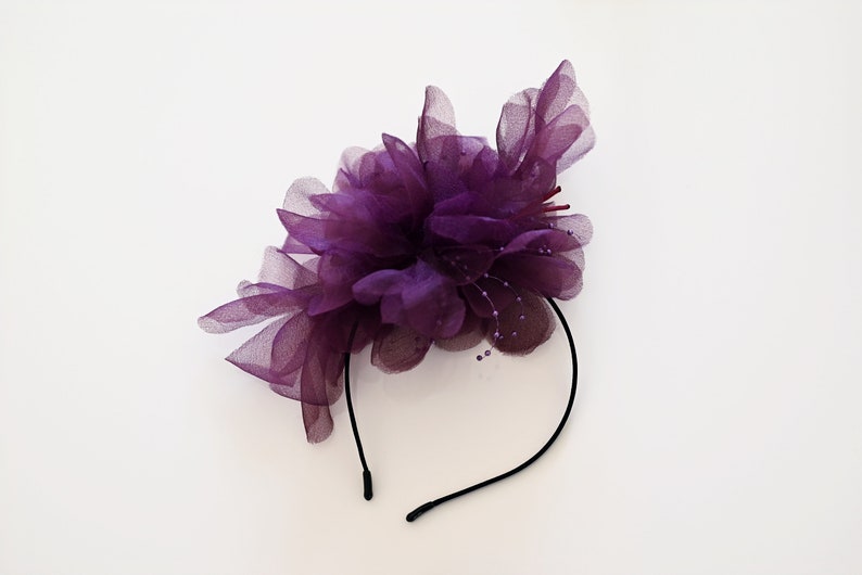 Headband Fascinator Derby Hat Cocktail Hat Wedding Party Headpiece Party Hat Hatinator Purple Wine