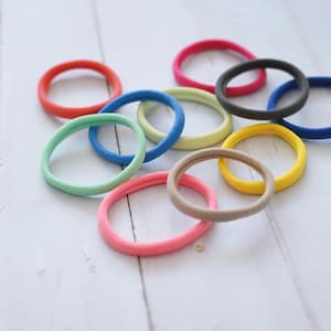 Set of 10 oversized hair bands | Basic hair ties pack | Minimalist nylon hair elastic | Multi-color ponytail holder | Women&#39;s hair accessory