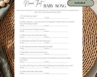 Name That Baby Song – R&B Edition Baby Shower Game, Unique Music Trivia Game, Printable Baby Shower Activity