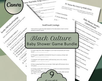Black Culture Baby Shower Games Bundle, 9 Game Pack, R&B, TV Trivia (Digital Download)