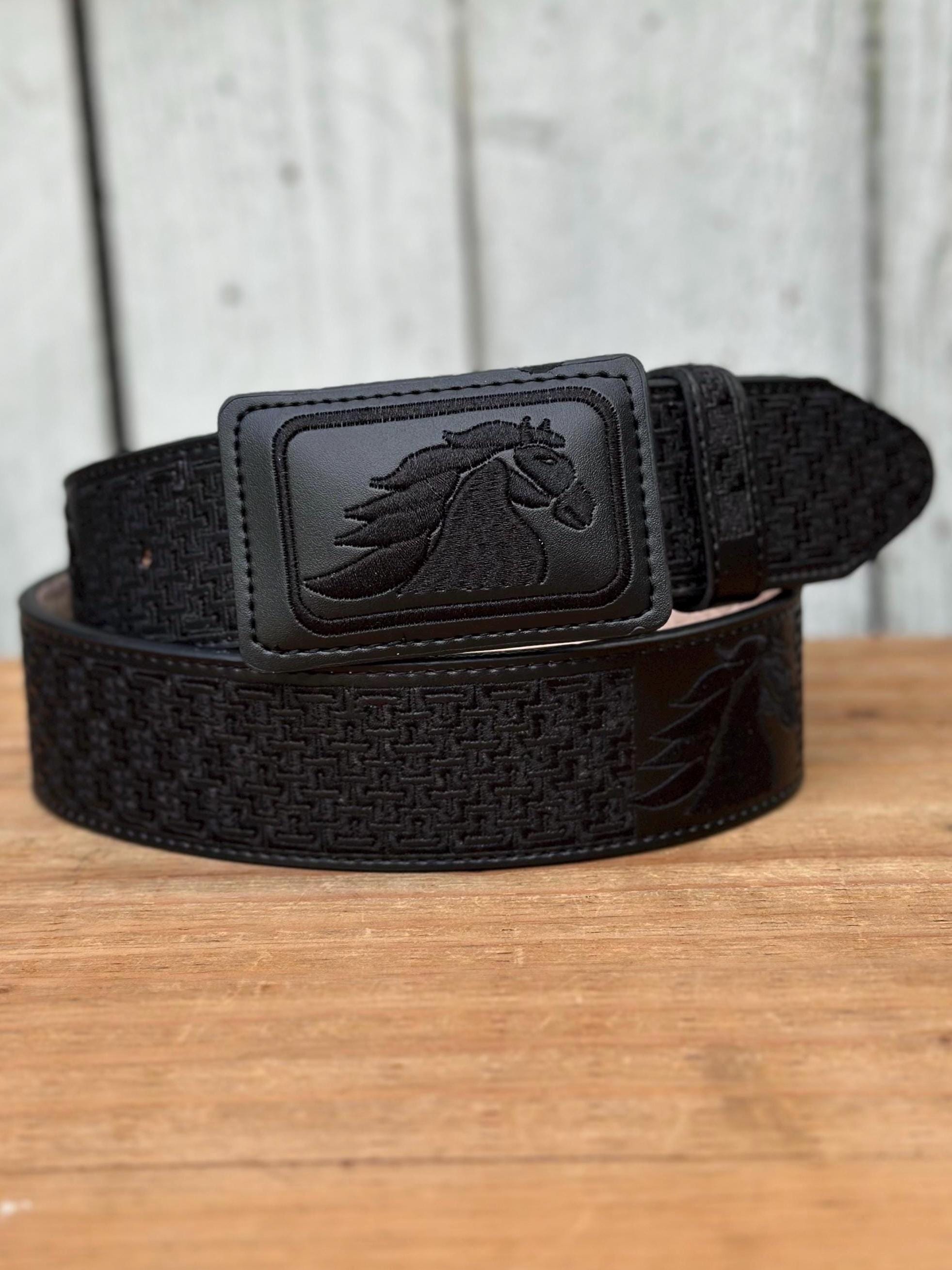 Black Embroidered Belt - Etsy