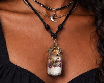 Spell Jar Necklace • Intention Pendant • Love, Calm, Protection, Confidence & Money Crystal Necklaces • Handmade Jewelry