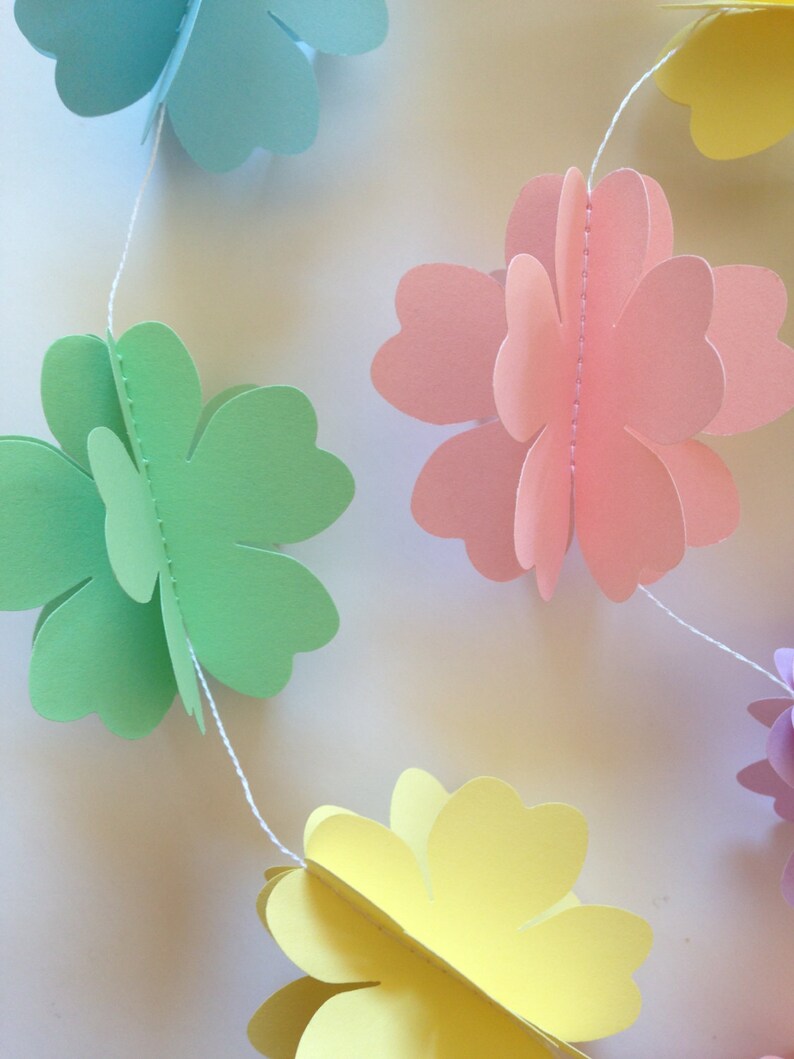 Garland of paper with pastel flowers garland to hang to Etsy