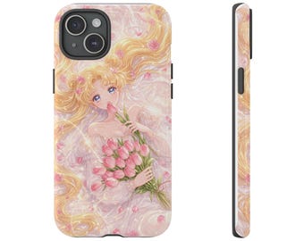 Funda para teléfono inspirada en Sailor Moon / Funda para iPhone con tulipanes en tonos pastel