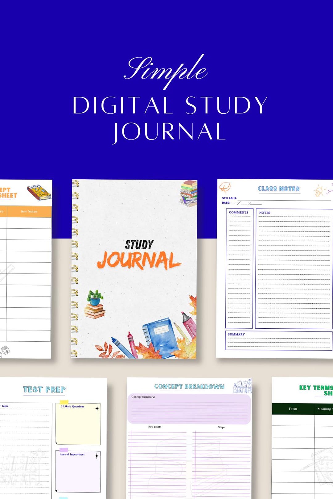 ADHD Friendly Study Planner Journal, College High School Exam Tracker ...