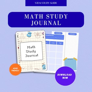 Planificador de estudios de matemáticas STEM adaptado al TDAH, seguimiento para adultos de secundaria y universidad (descarga digital)