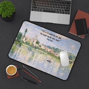 Impressionist River Landscape Desk Mat | Claude Monet Style Artwork