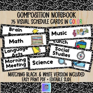 Visual Schedule Cards - Color and Black & White - Editable - Class Decor - Back to School