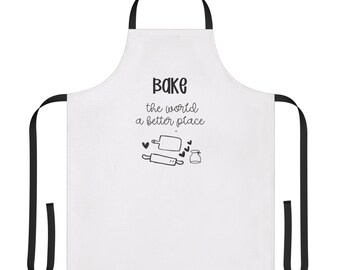 Bake the World a Better Place Apron | Kitchen Cooking Apron, Baking Icons, Heart Accents