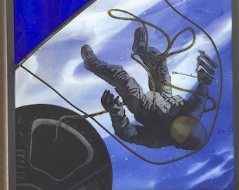 Adventure into Space: Stained Glass Panel Depicting First Space Walk by Astronaut Ed White