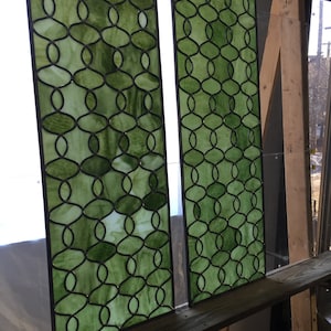 Lacinato Kale Green Stained Glass Window Panels