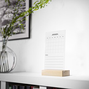 Planificador semanal, agenda de trabajo con espacio para notas, acrílico, reutilizable.