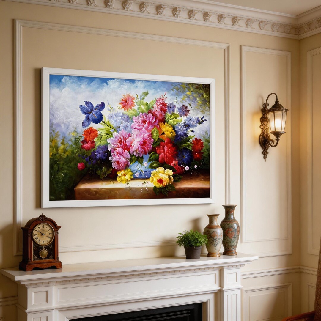 Hand Painted Colorful Floral Oil Painting Flower Still Life Canvas Art ...