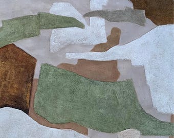 Original Abstract Landscape Oil Painting, Earth Tone Modern Art, Minimalist Textured Wall Decor, Framed Option