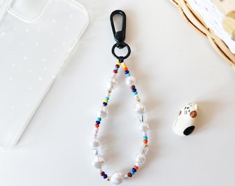 Bold Pearl and Bead Keychain - Trendy Bag Charm and Keyring Accessory
