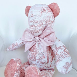 MADE to ORDER - Sarah - Handmade Pink Toile Teddy Bear