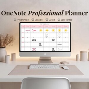 Professionelle OneNote Vorlage, Produktivitätsplaner für Arbeit, OneNote Digitaler Planner 2025 2026, lachsrosa