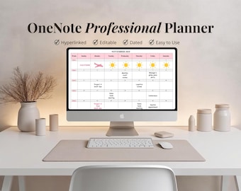 Professional OneNote Template, Productivity Planner for Work, OneNote Digital Planner 2025 2026, Salmon Pink
