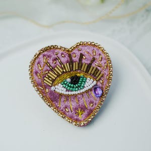Parches oculares hechos a mano con cuentas en forma de corazón para ojos misteriosos, adecuados para abrigos, bolsos y ropa, regalo para mamá.