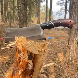 Cuchillo de carnicero robusto con hoja de acero al carbono, hecho a mano a medida / Cuchillo de caza / Cuchillo de camping / Cuchillo de carnicero / Cuchillo de chef / Cuchillo