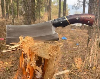 Cuchillo de carnicero robusto con hoja de acero al carbono, hecho a mano a medida / Cuchillo de caza / Cuchillo de camping / Cuchillo de carnicero / Cuchillo de chef / Cuchillo