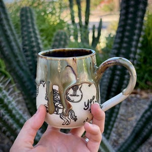 Handmade Ceramic Mug | Cowboy Western Theme |  | Smaller, 10oz Capacity